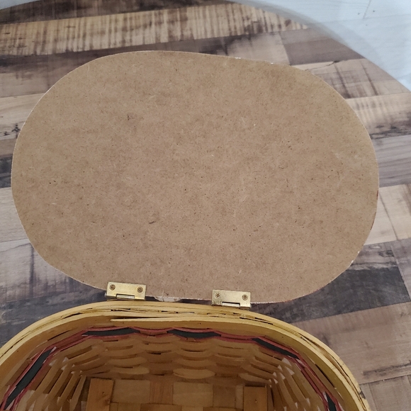 Vintage Santa woven hinge basket with swivel handle Christmas country folk art - Picture 8 of 15